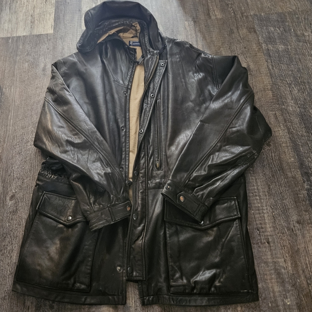 Polo Lauren ralph lauren leather hooded jacket